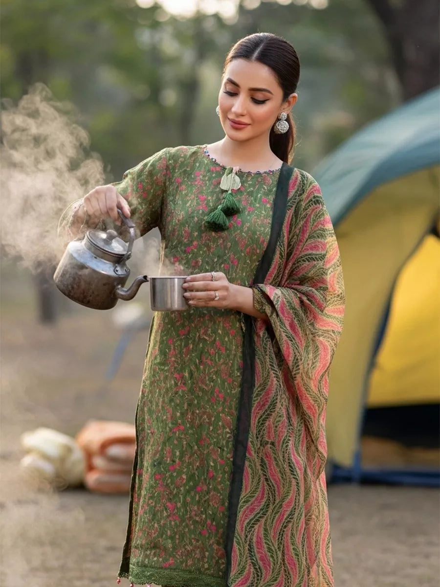 3PC Unstitched Printed Silk Lawn Suit (SUNS7ASI333)