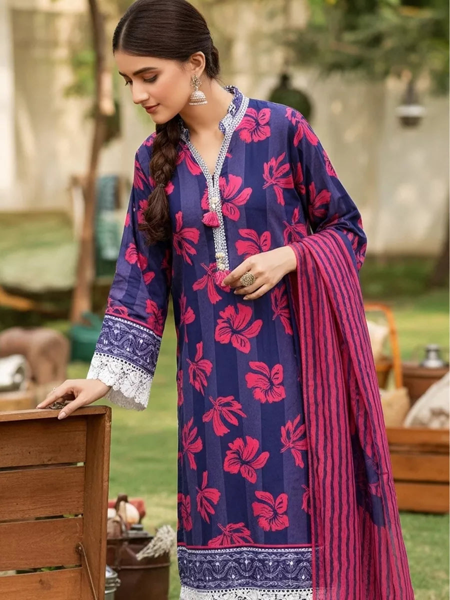 3PC Unstitched Printed Silk Lawn Suit (SUNS7ASI329)