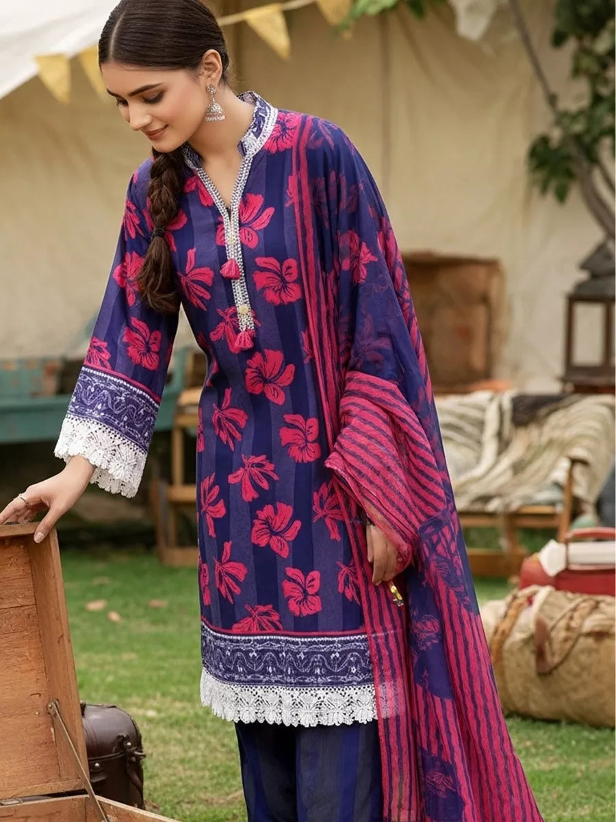 3PC Unstitched Printed Silk Lawn Suit (SUNS7ASI329)