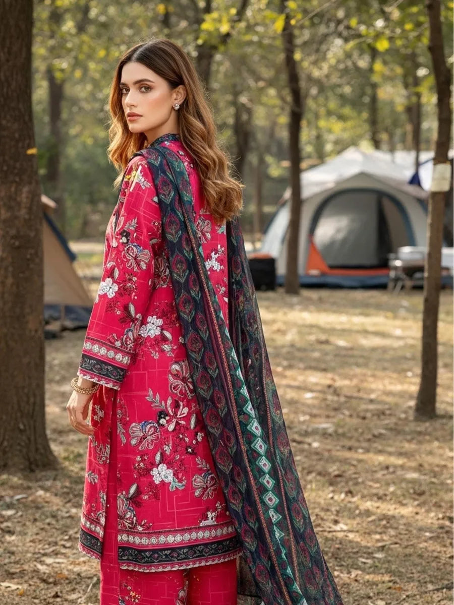 3PC Unstitched Printed Silk Lawn Suit (SUNS7ASI328)