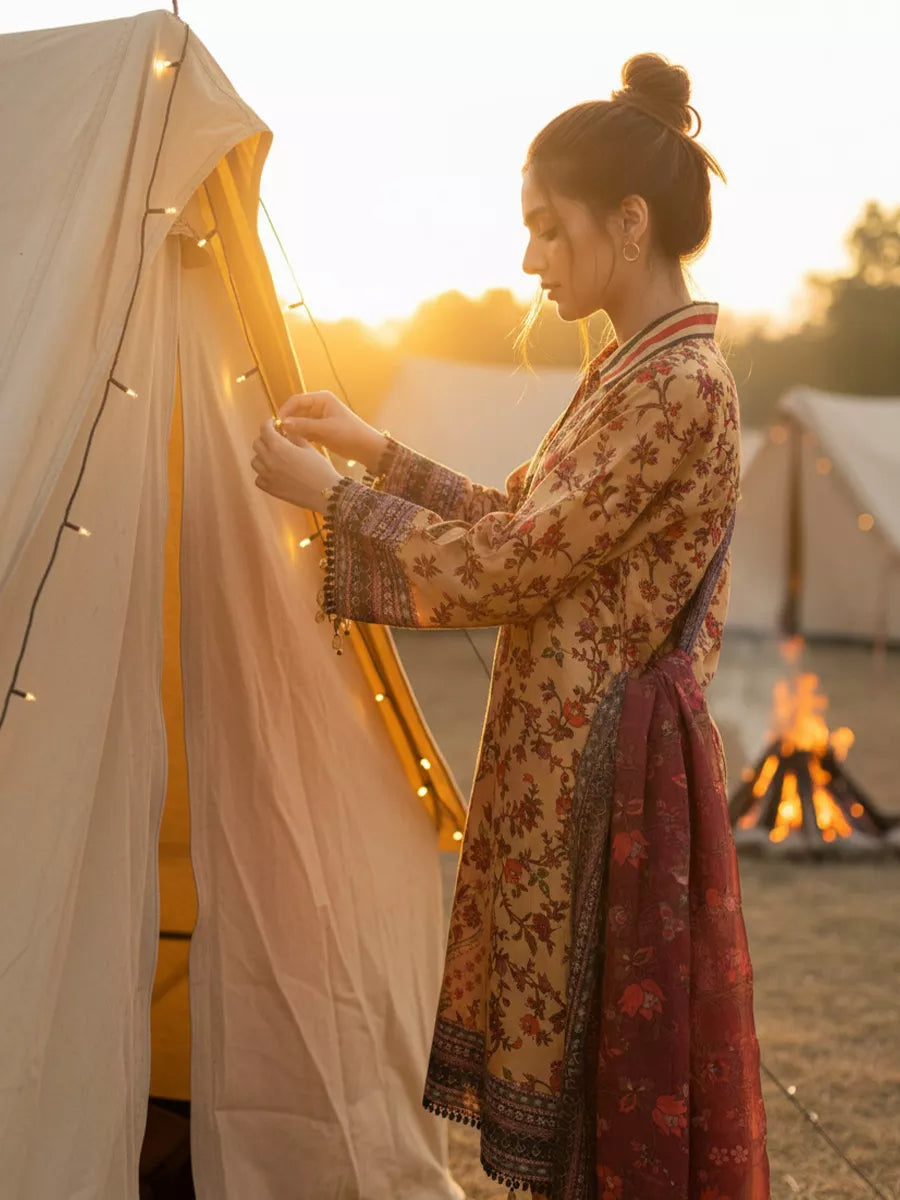 3PC Unstitched Printed Silk Lawn Suit (SUNS7ASI327)