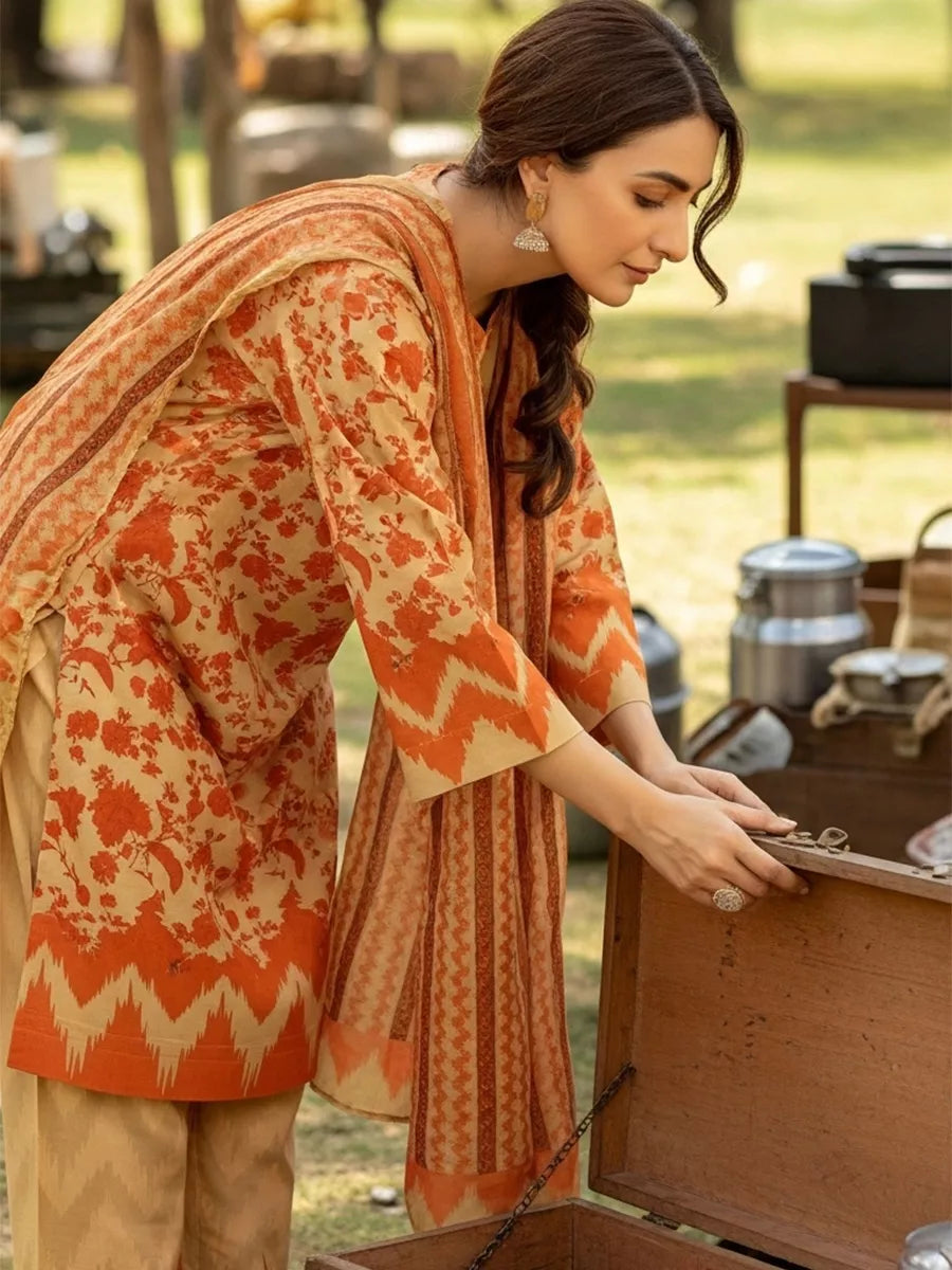 3PC Unstitched Printed Silk Lawn Suit (SUNS7ASI324)