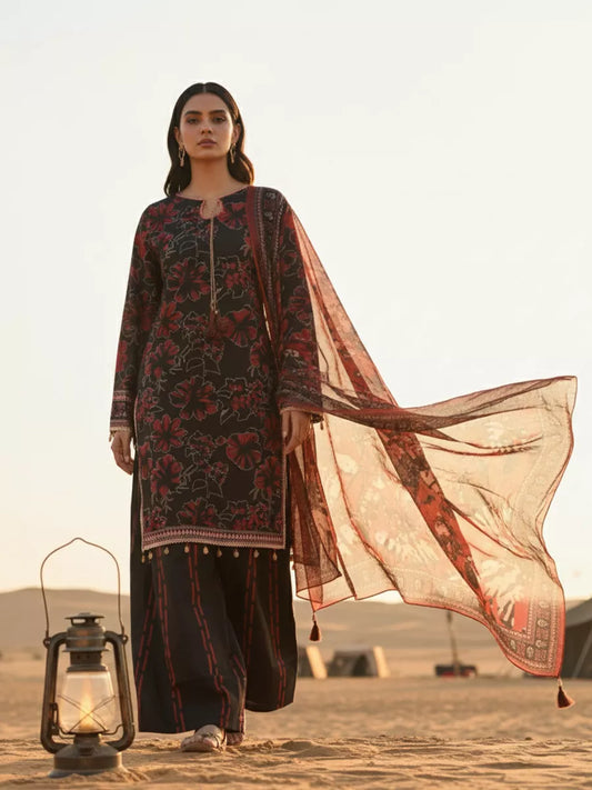 3PC Unstitched Printed Silk Lawn Suit (SUNS7ASI322)