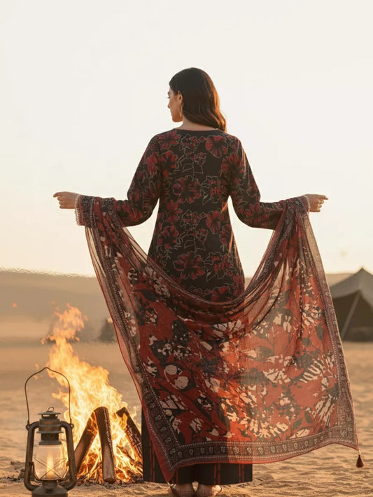 3PC Unstitched Printed Silk Lawn Suit (SUNS7ASI322)