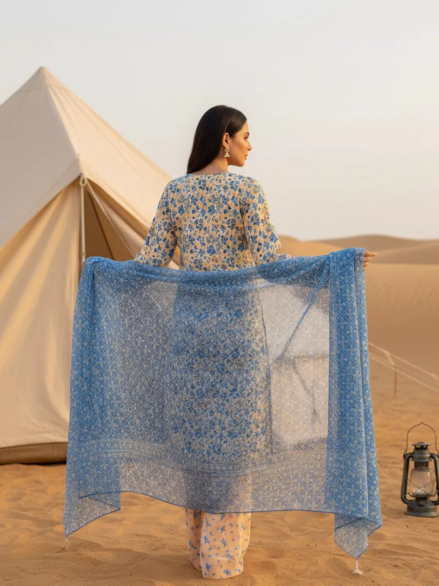 3PC Unstitched Printed Silk Lawn Suit (SUNS7ASI320)