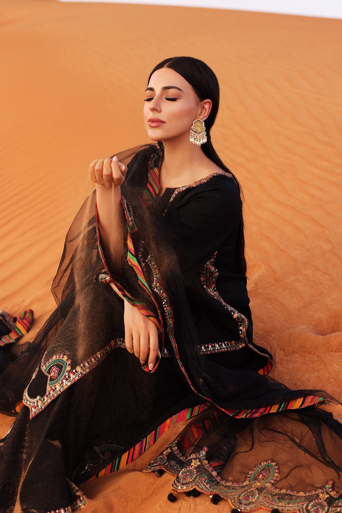 3-PC Embroidered Raw-Silk Suit CMA-5-109