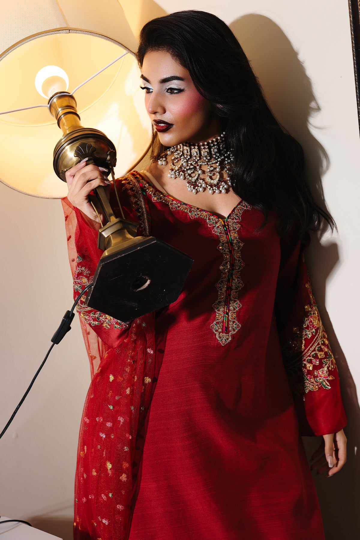 3-PC Embroidered Raw-Silk Suit CMA-5-085