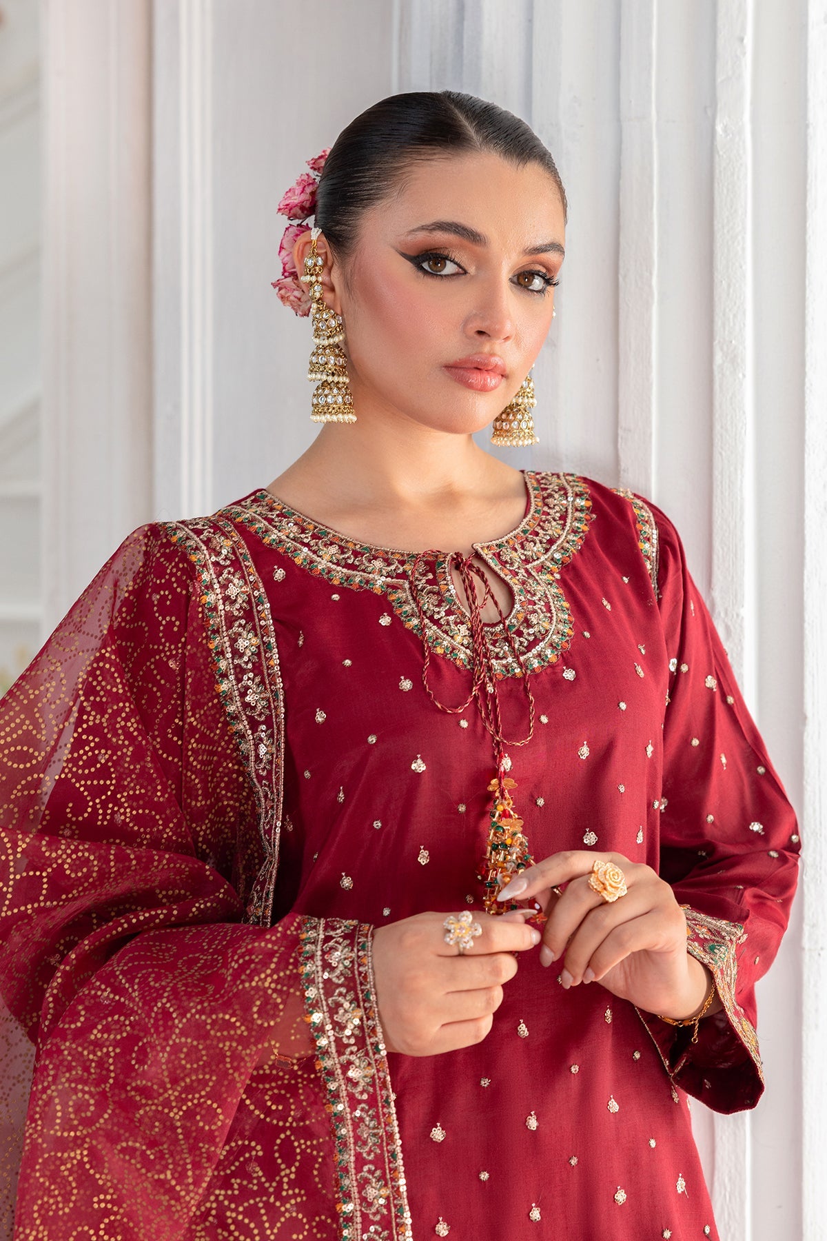 3-PC Embroidered Raw-Silk Suit CMA-5-048