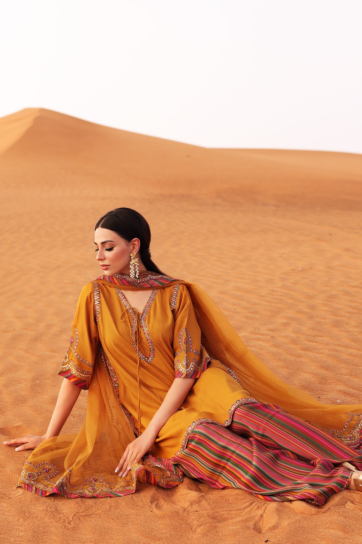 3-PC Embroidered Raw-Silk Suit CMA-5-081