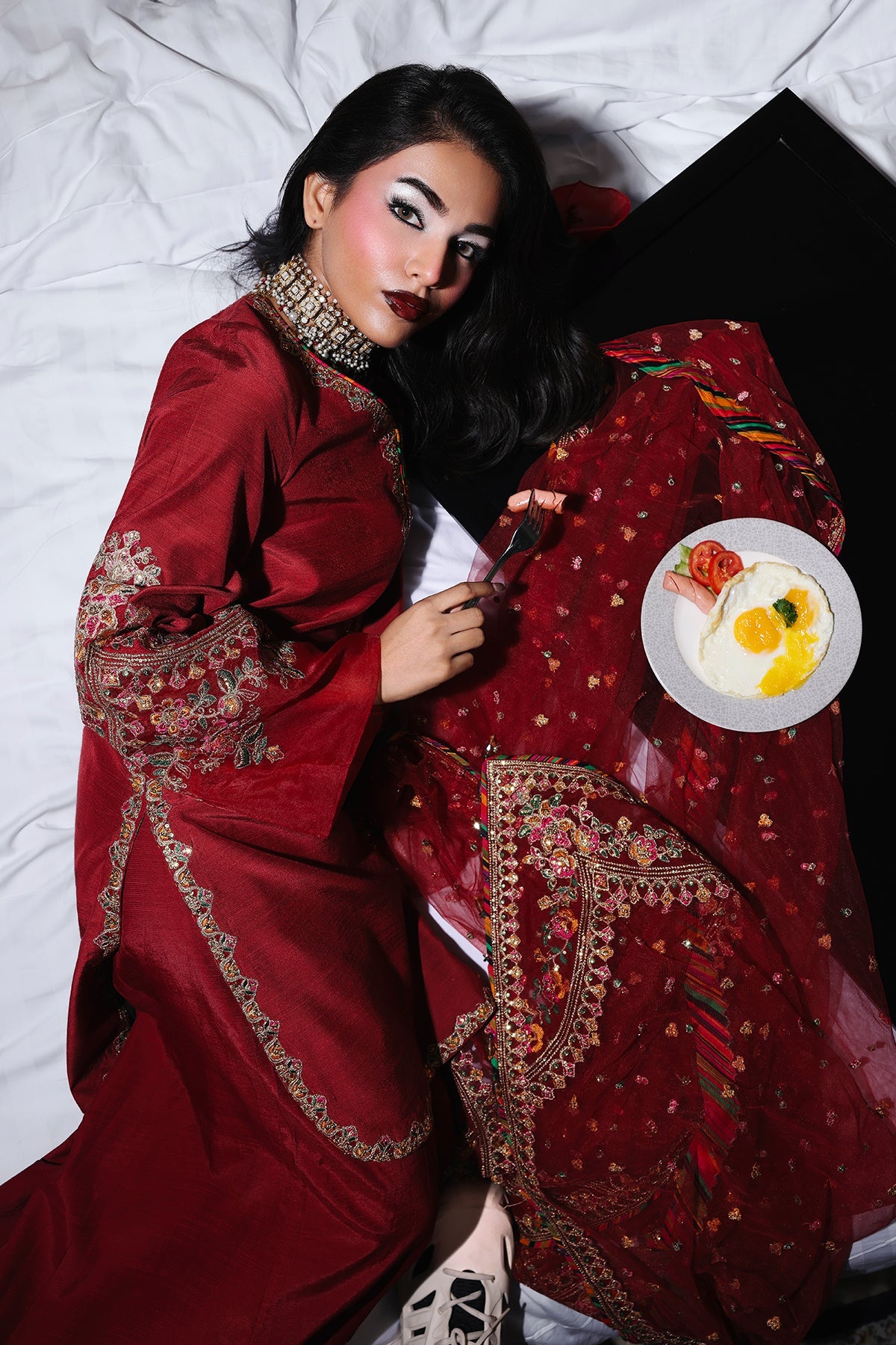 3-PC Embroidered Raw-Silk Suit CMA-5-085