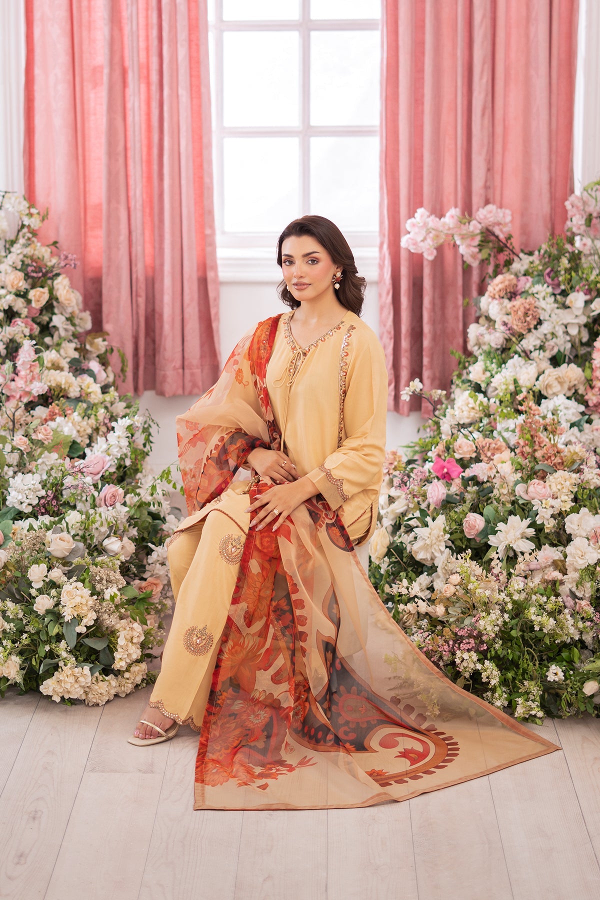 3-PC Embroidered Raw-Silk Suit CMA-5-80