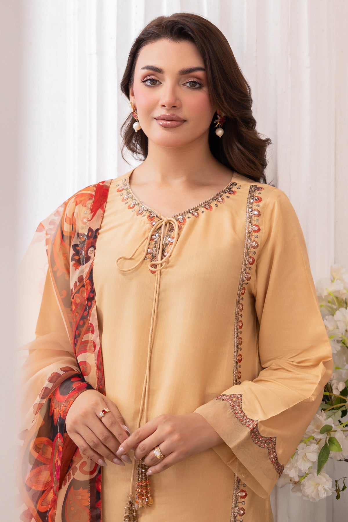 3-PC Embroidered Raw-Silk Suit CMA-5-80