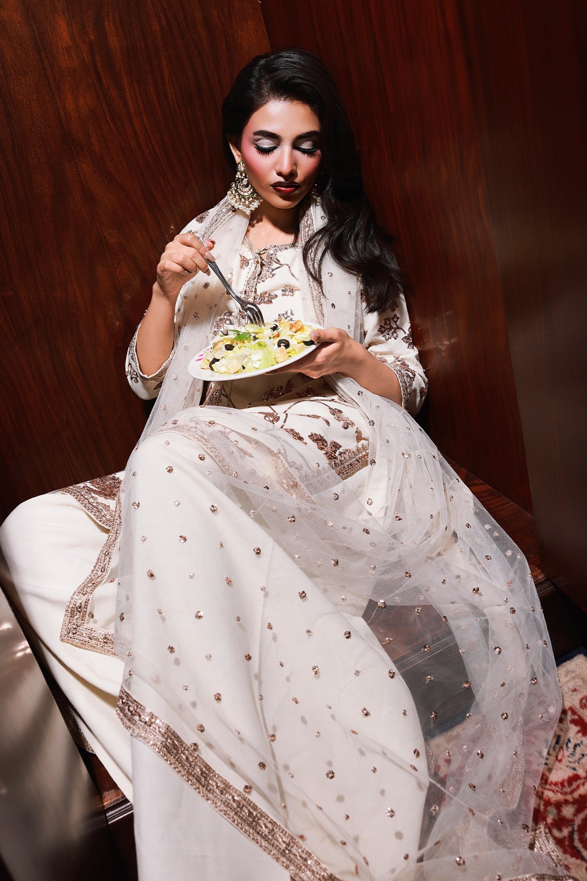 3-PC Embroidered Raw-Silk Suit CMA-5-113