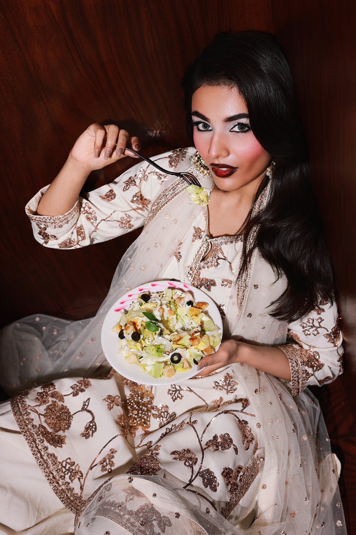 3-PC Embroidered Raw-Silk Suit CMA-5-113