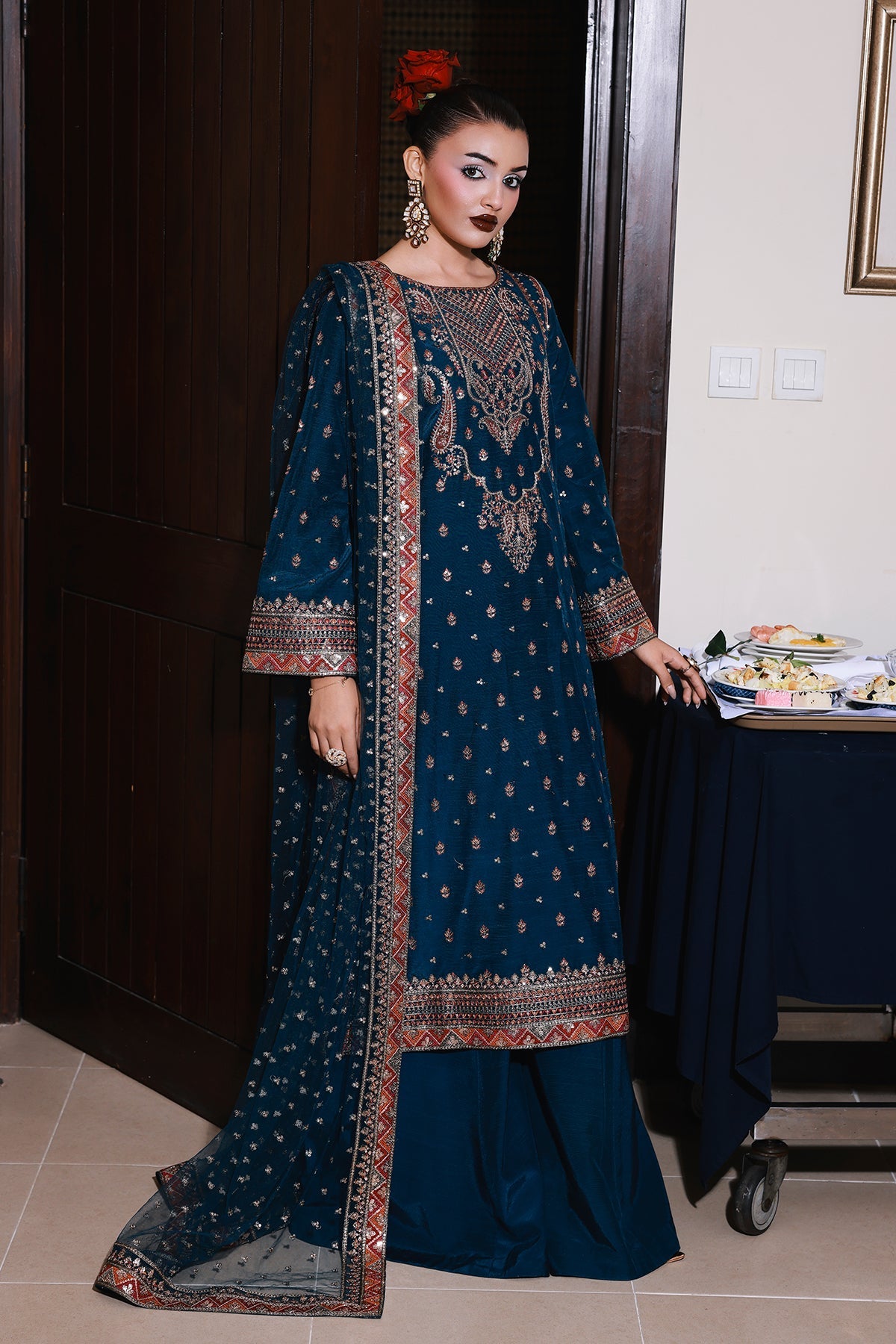 3-PC Embroidered Raw-Silk Suit CMA-5-137A
