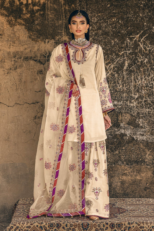 3-PC Embroidered Raw-Silk Suit CMA-5-137 SKIN