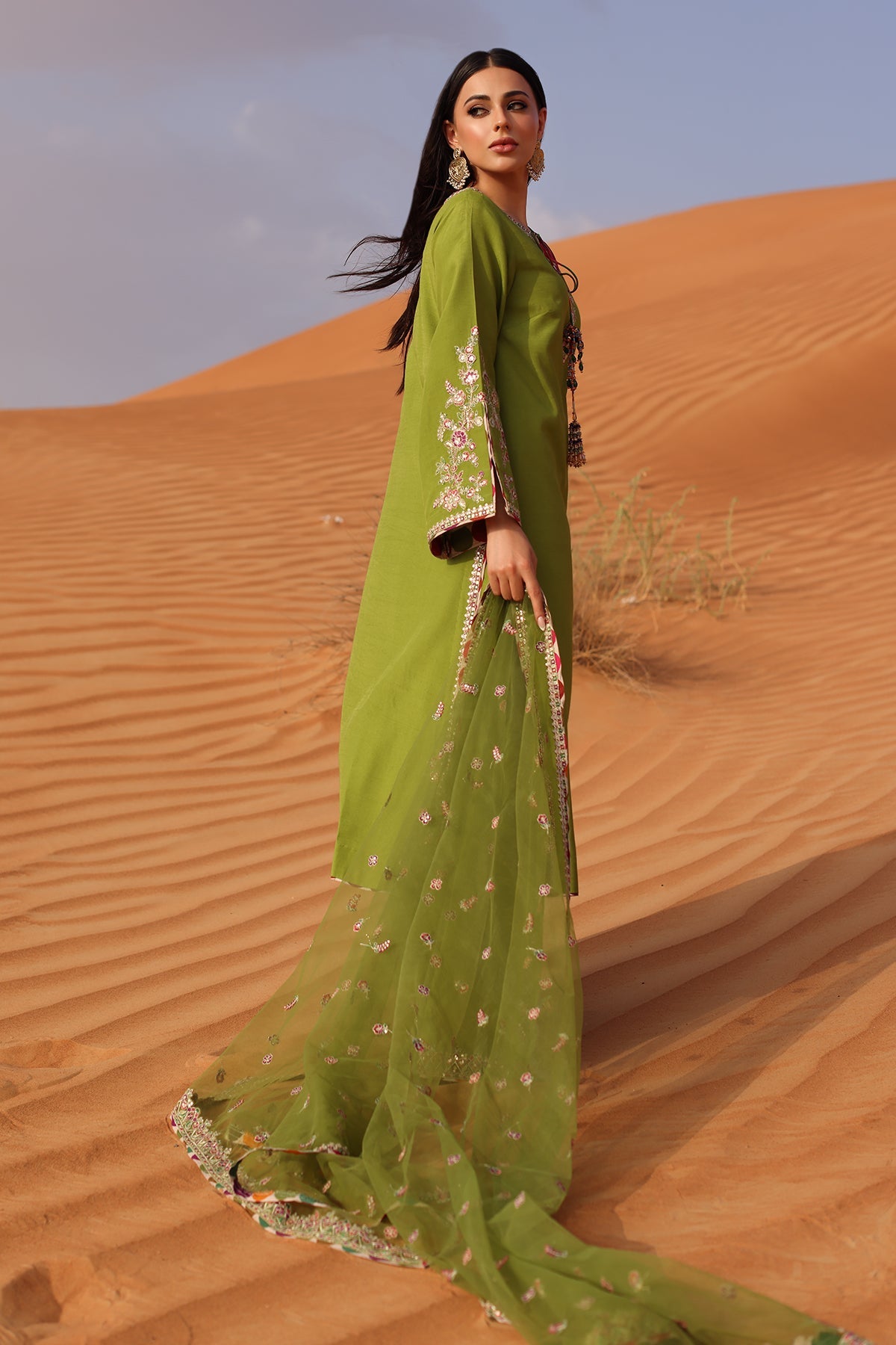 3-PC Embroidered Raw-Silk Suit CMA-5-105