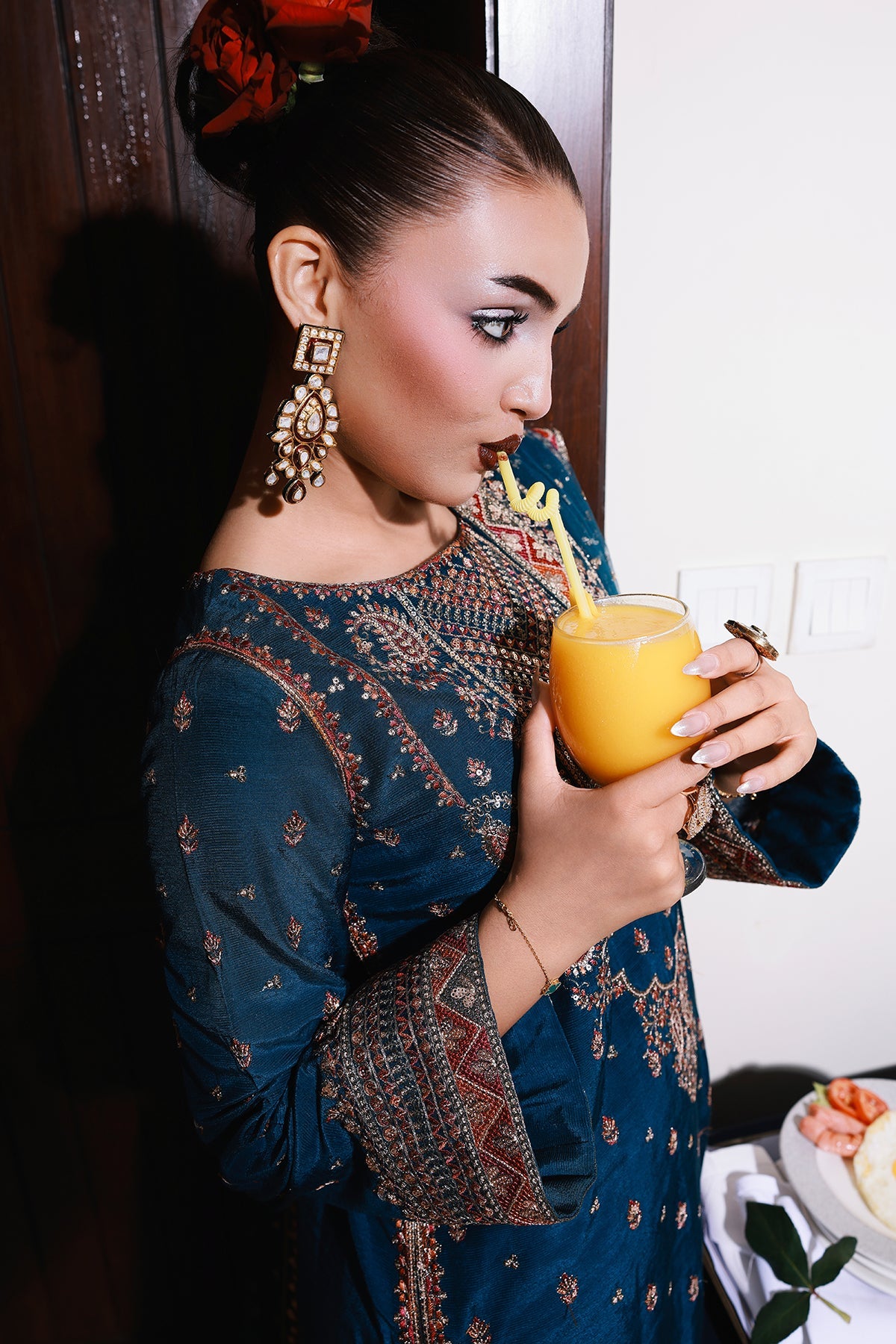 3-PC Embroidered Raw-Silk Suit CMA-5-137A