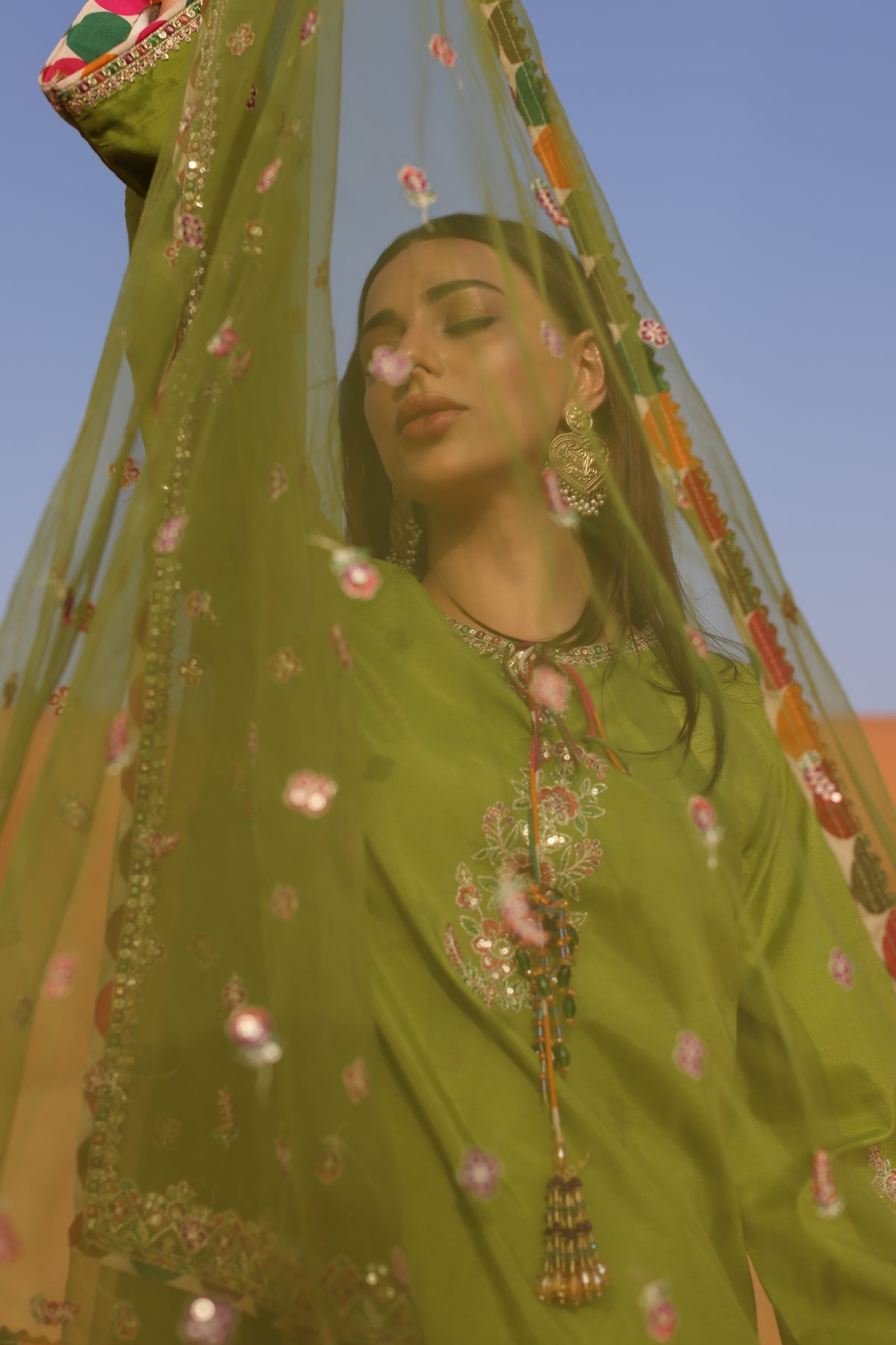 3-PC Embroidered Raw-Silk Suit CMA-5-105