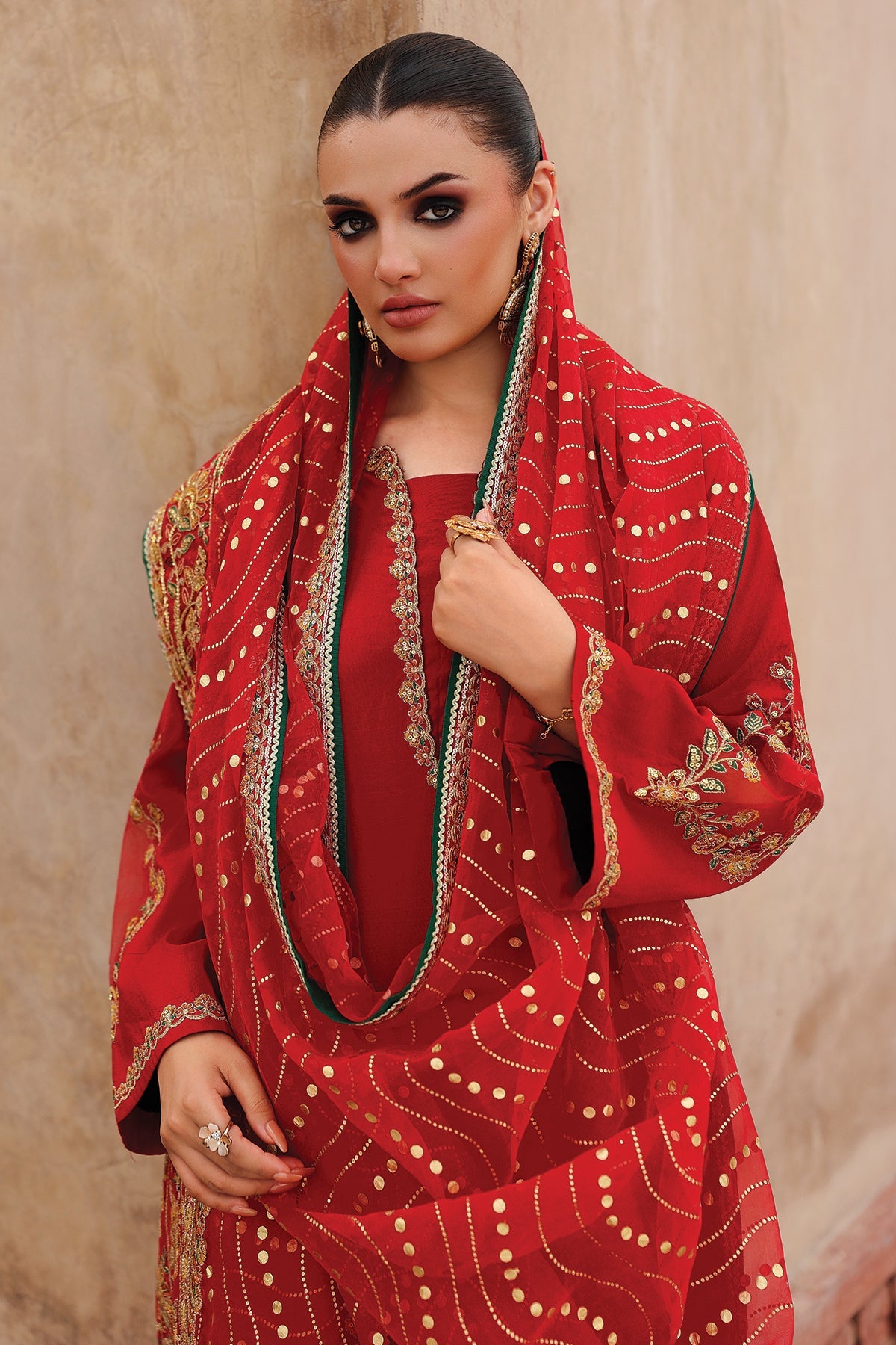 3-PC Embroidered Raw-Silk Suit CMA-5-107