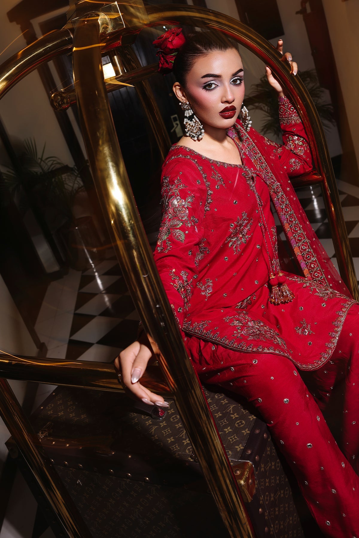 3-PC Embroidered Raw-Silk Suit CMA-5-096