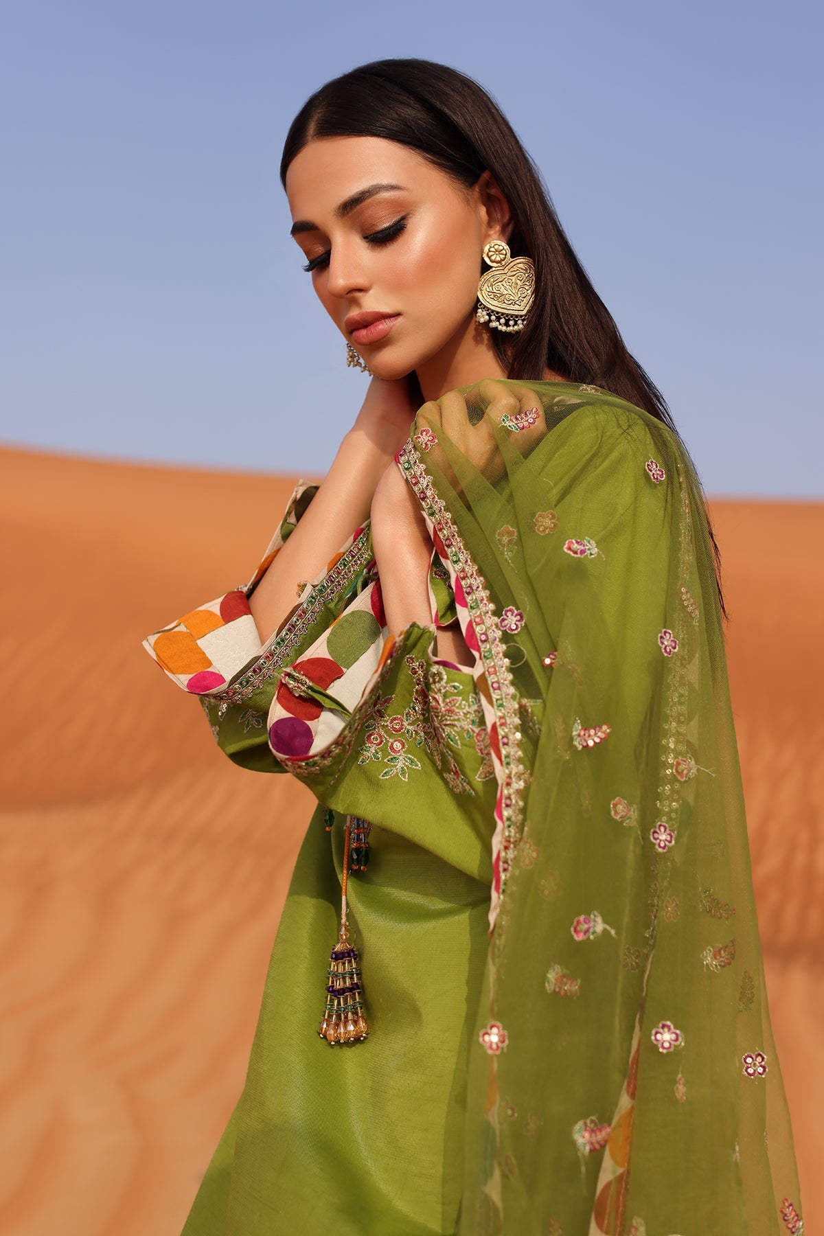 3-PC Embroidered Raw-Silk Suit CMA-5-105