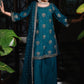 3-PC Embroidered Raw-Silk Suit CMA-5-146