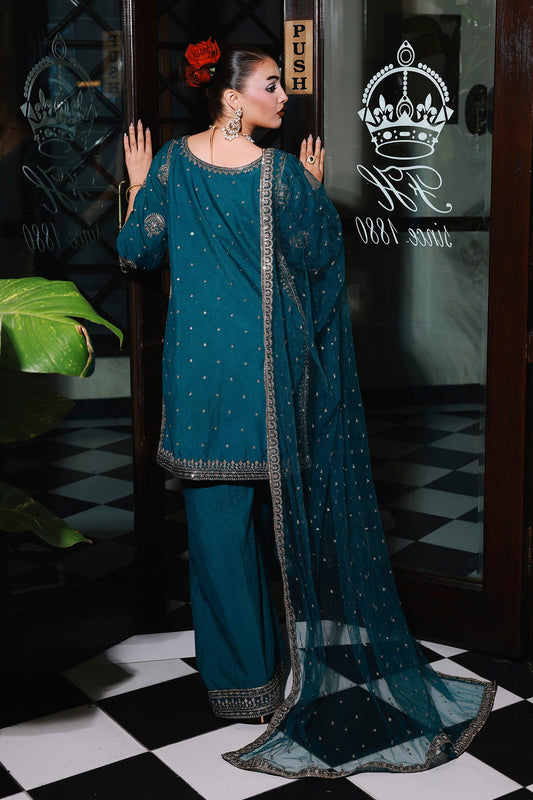 3-PC Embroidered Raw-Silk Suit CMA-5-146