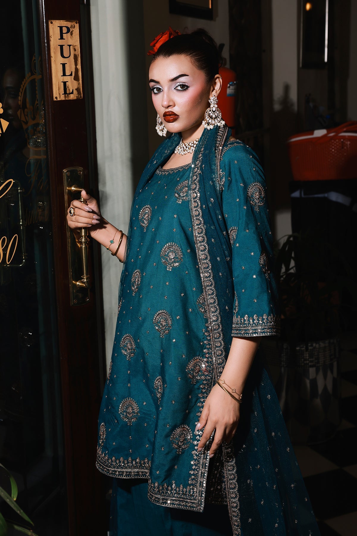 3-PC Embroidered Raw-Silk Suit CMA-5-146