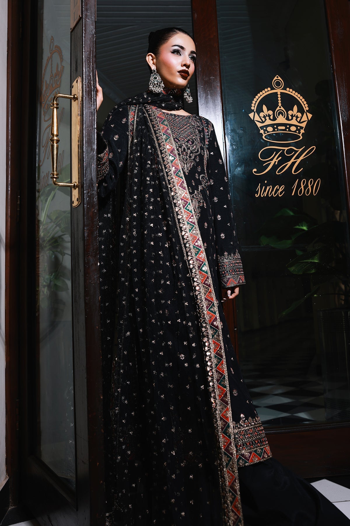 3-PC Embroidered Raw-Silk Suit CMA-5-136A