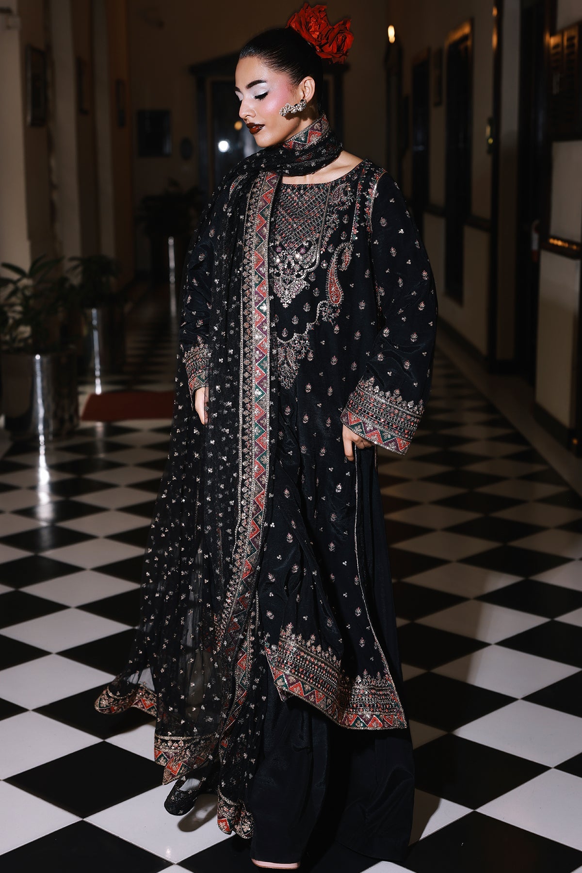 3-PC Embroidered Raw-Silk Suit CMA-5-136A