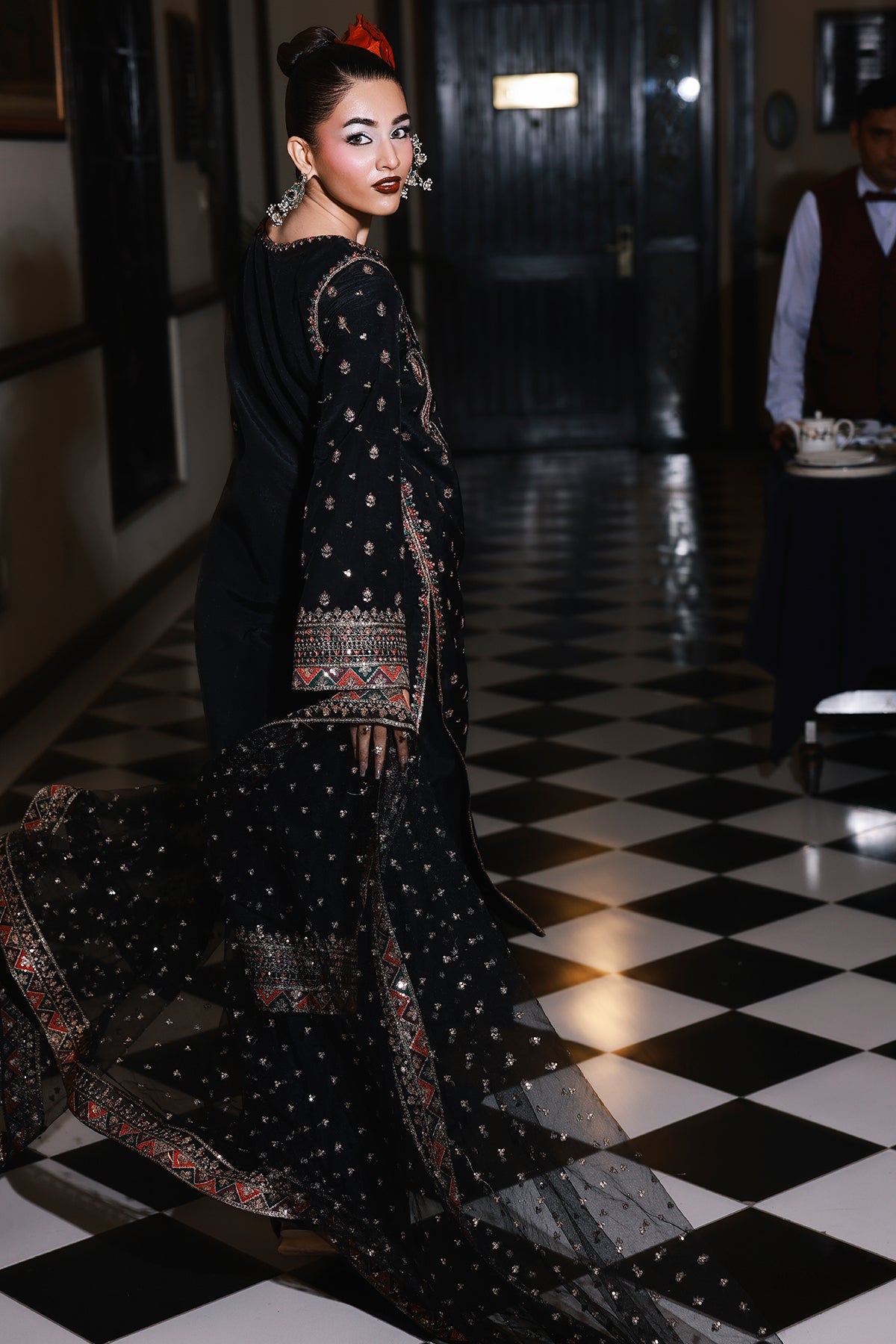 3-PC Embroidered Raw-Silk Suit CMA-5-136A