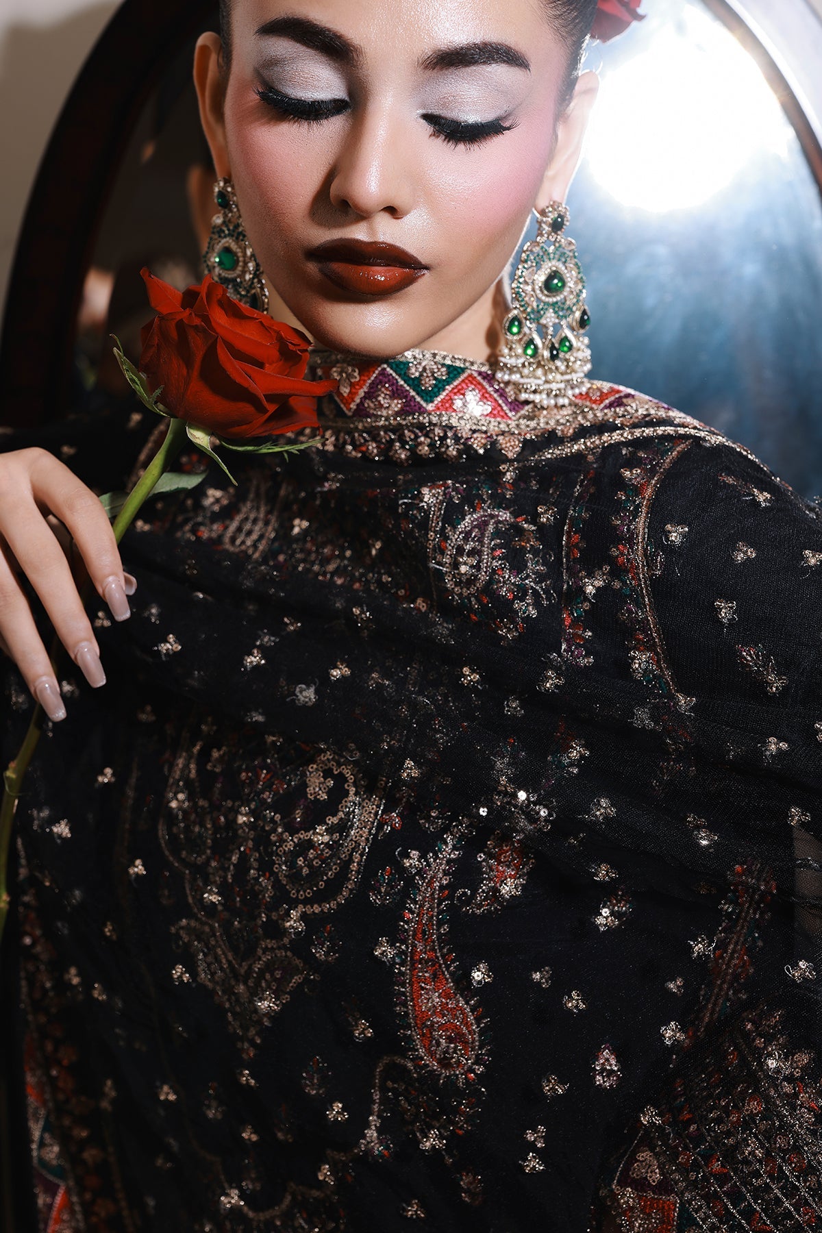 3-PC Embroidered Raw-Silk Suit CMA-5-136A