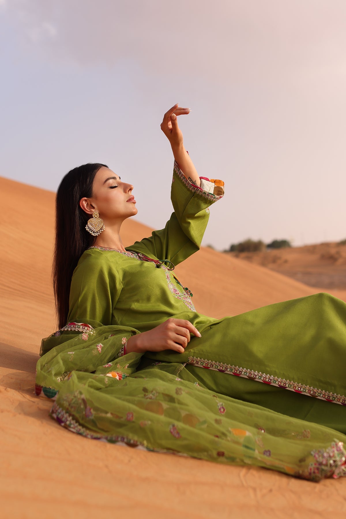 3-PC Embroidered Raw-Silk Suit CMA-5-105