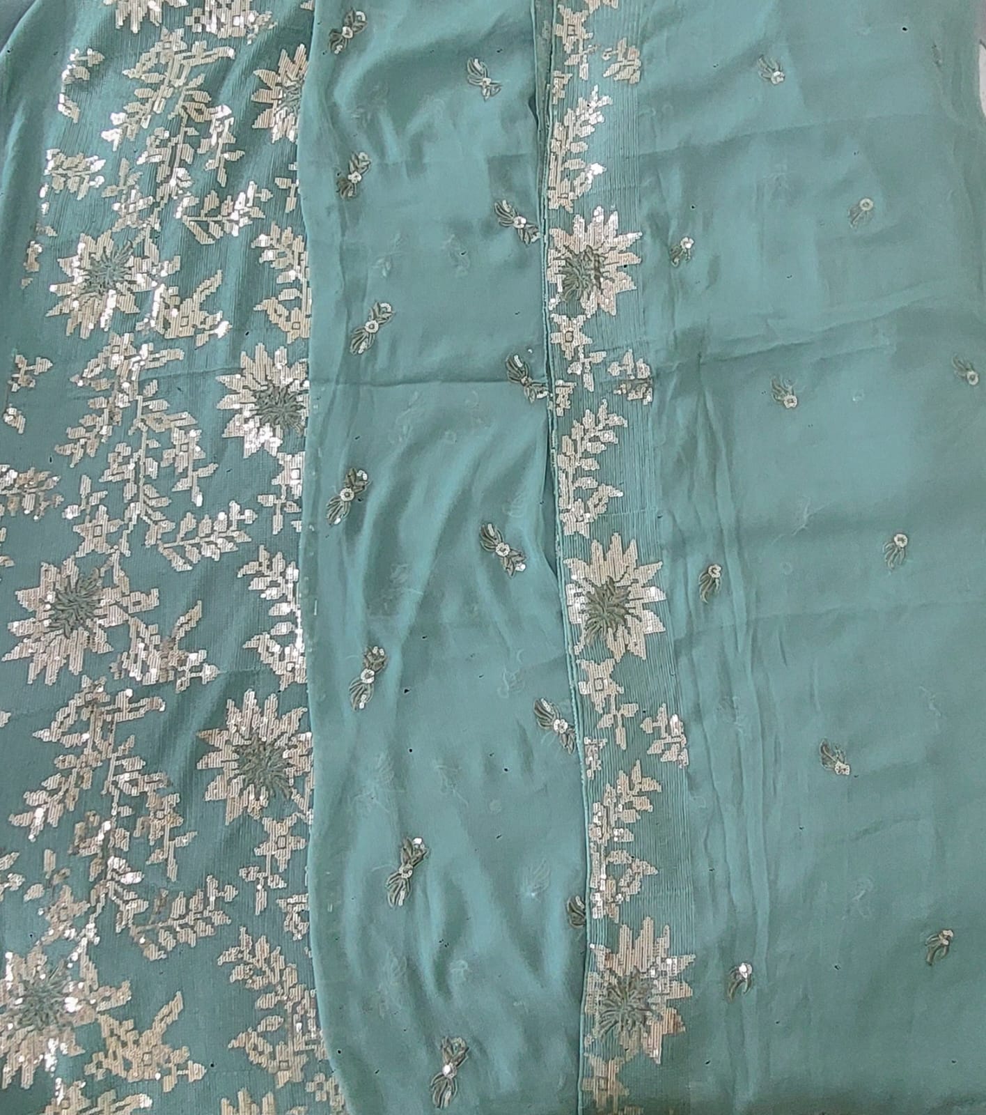Apple Green Sequin Thread - Emb Chiffon