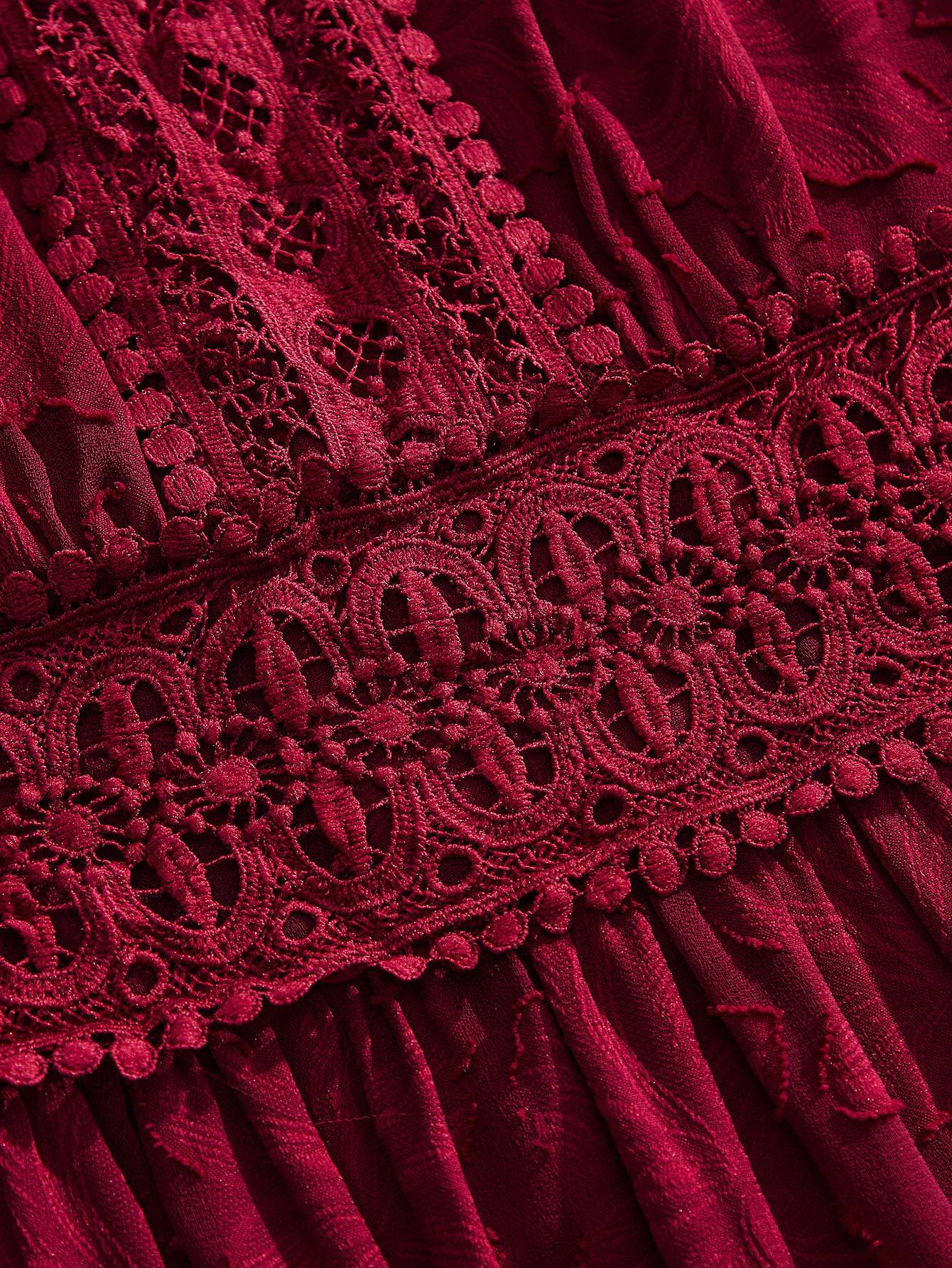 Contrast Lace Long Dress For Women