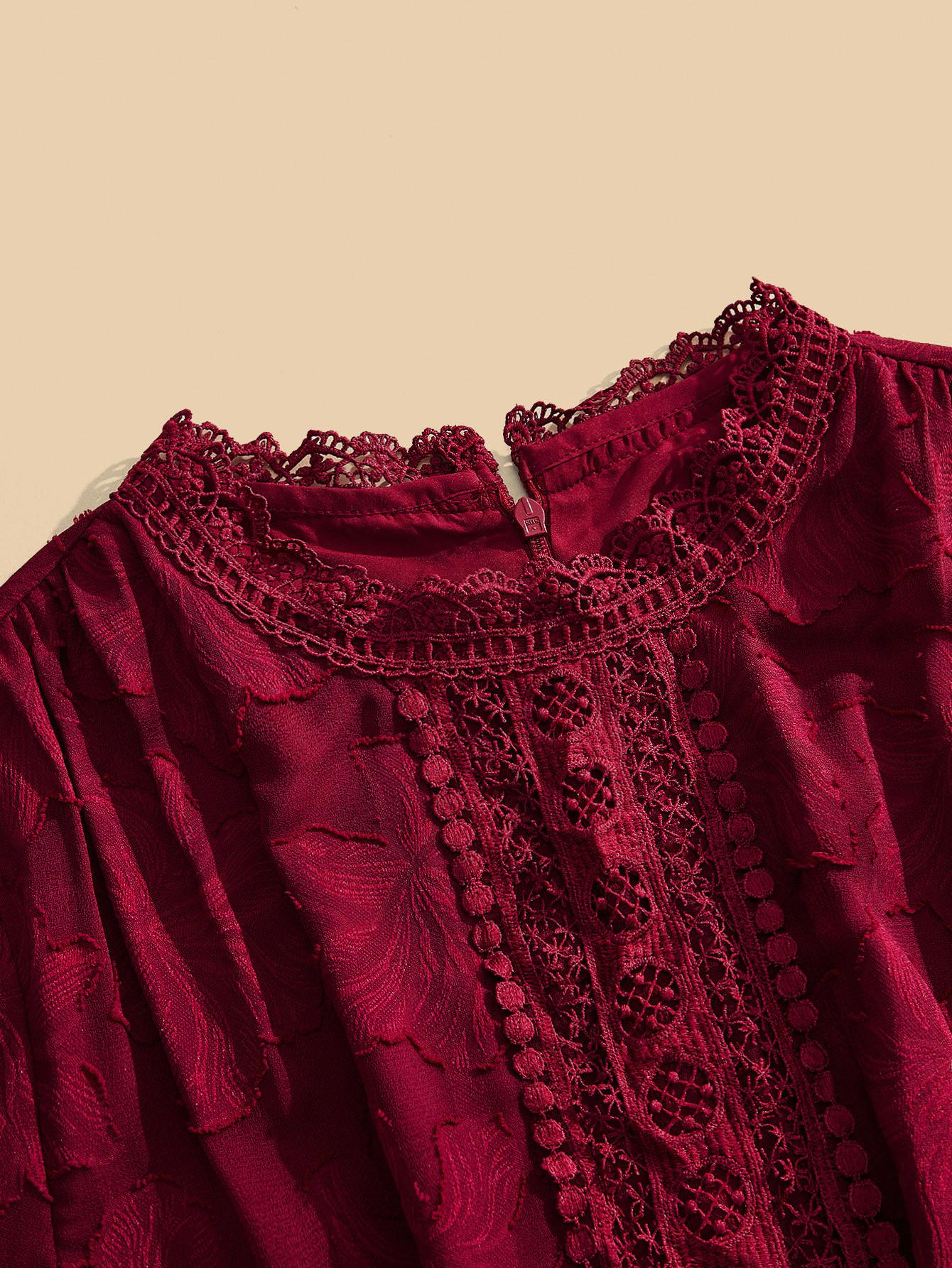 Contrast Lace Long Dress For Women