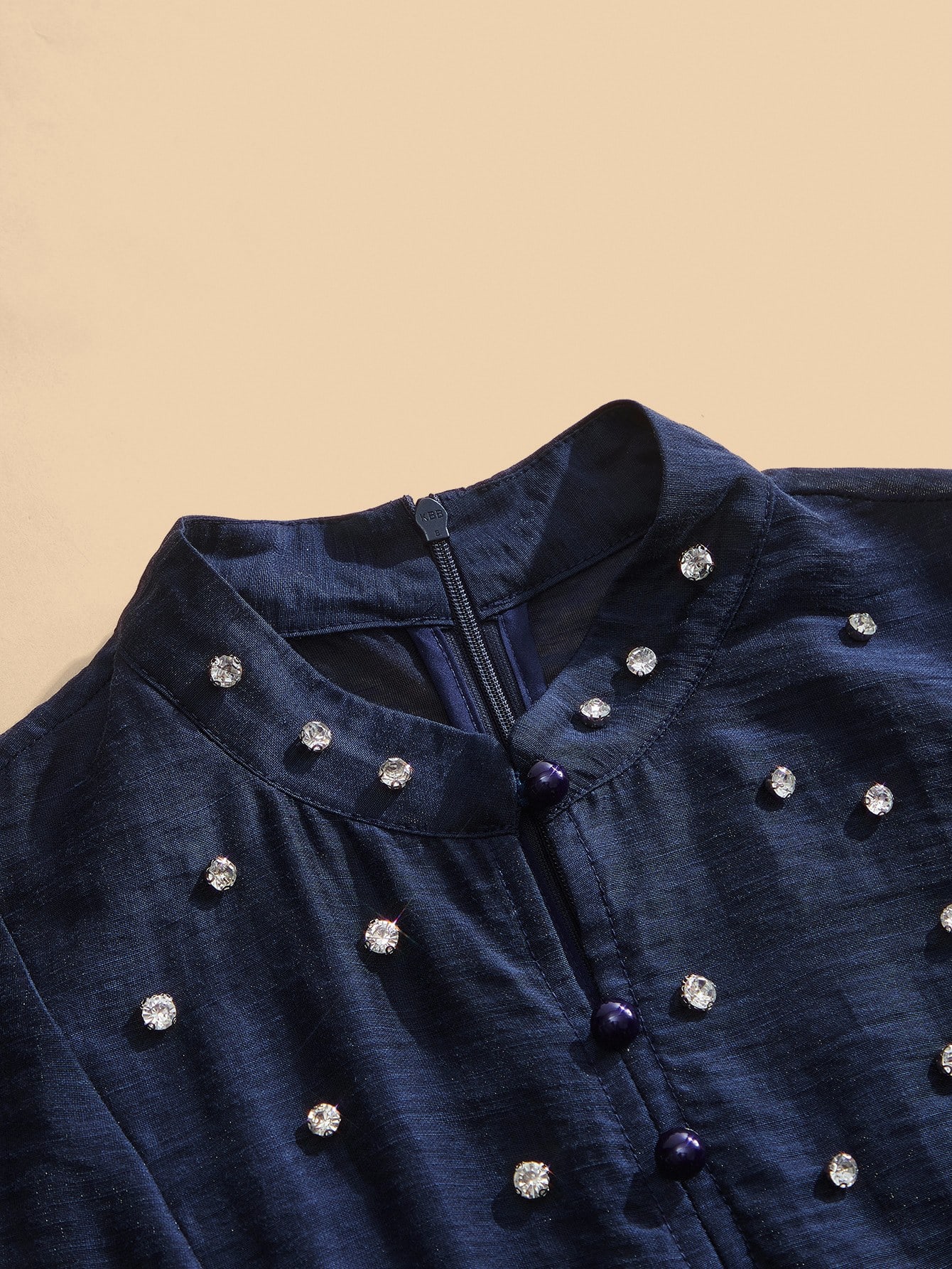 Women's Long Dress With 3D Rhinestone Decor