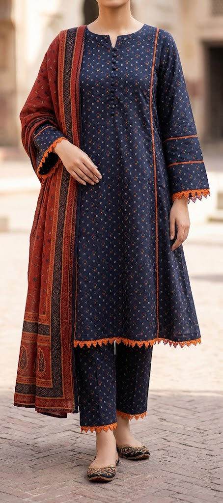 A Line- 3pcs Lawn Dress