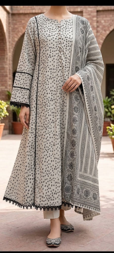 A Line- 3pcs Lawn Dress