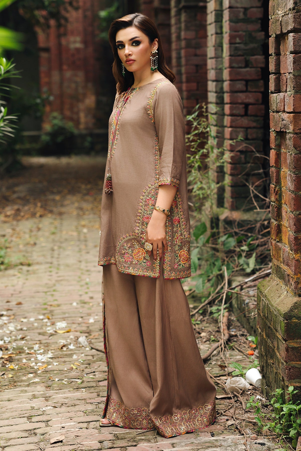 3-PC Embroidered Raw-Silk Suit CMA-5-092