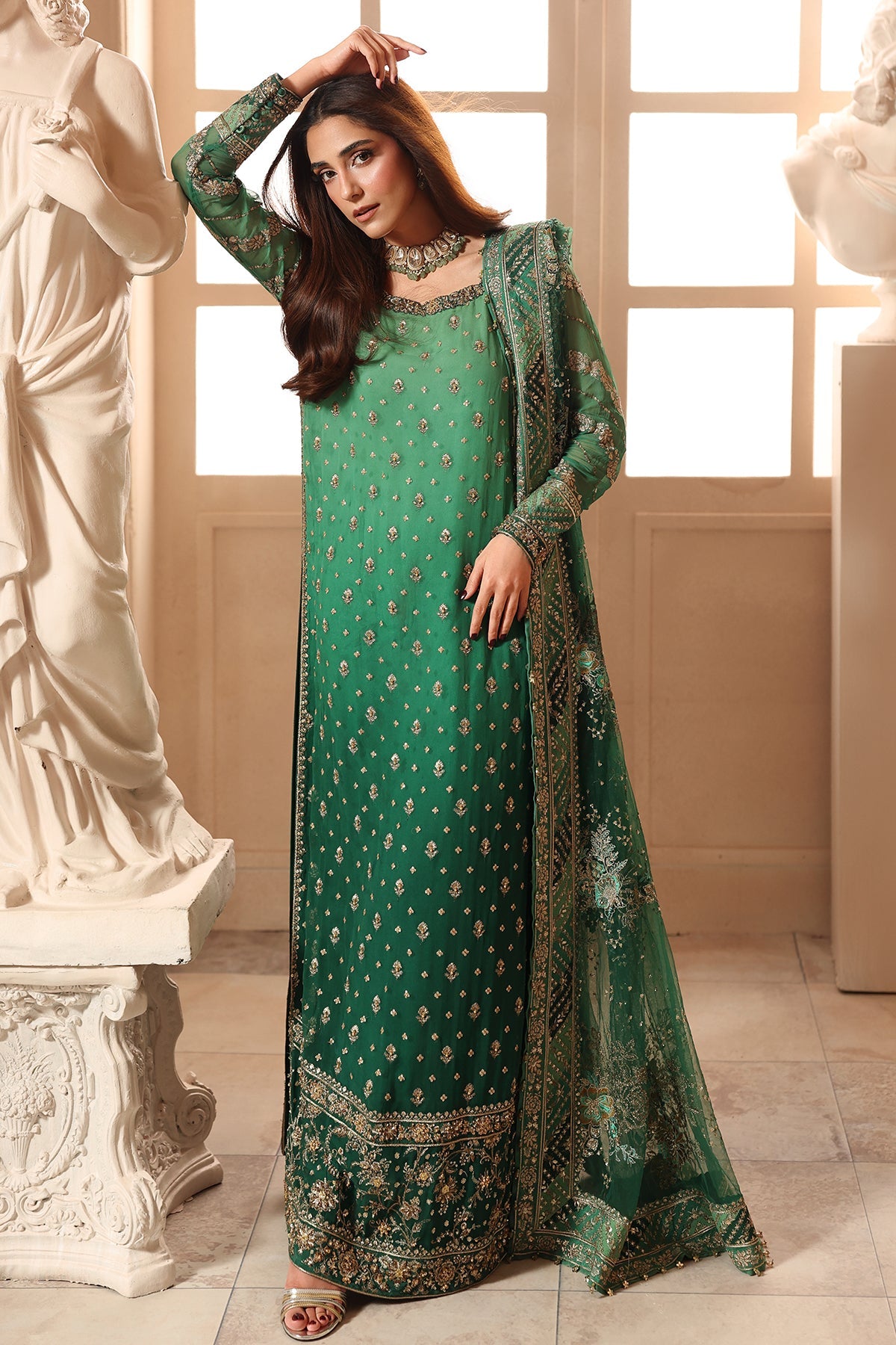 3-PC Unstitched Embroidered  Luxury Chiffon  DJW6-03