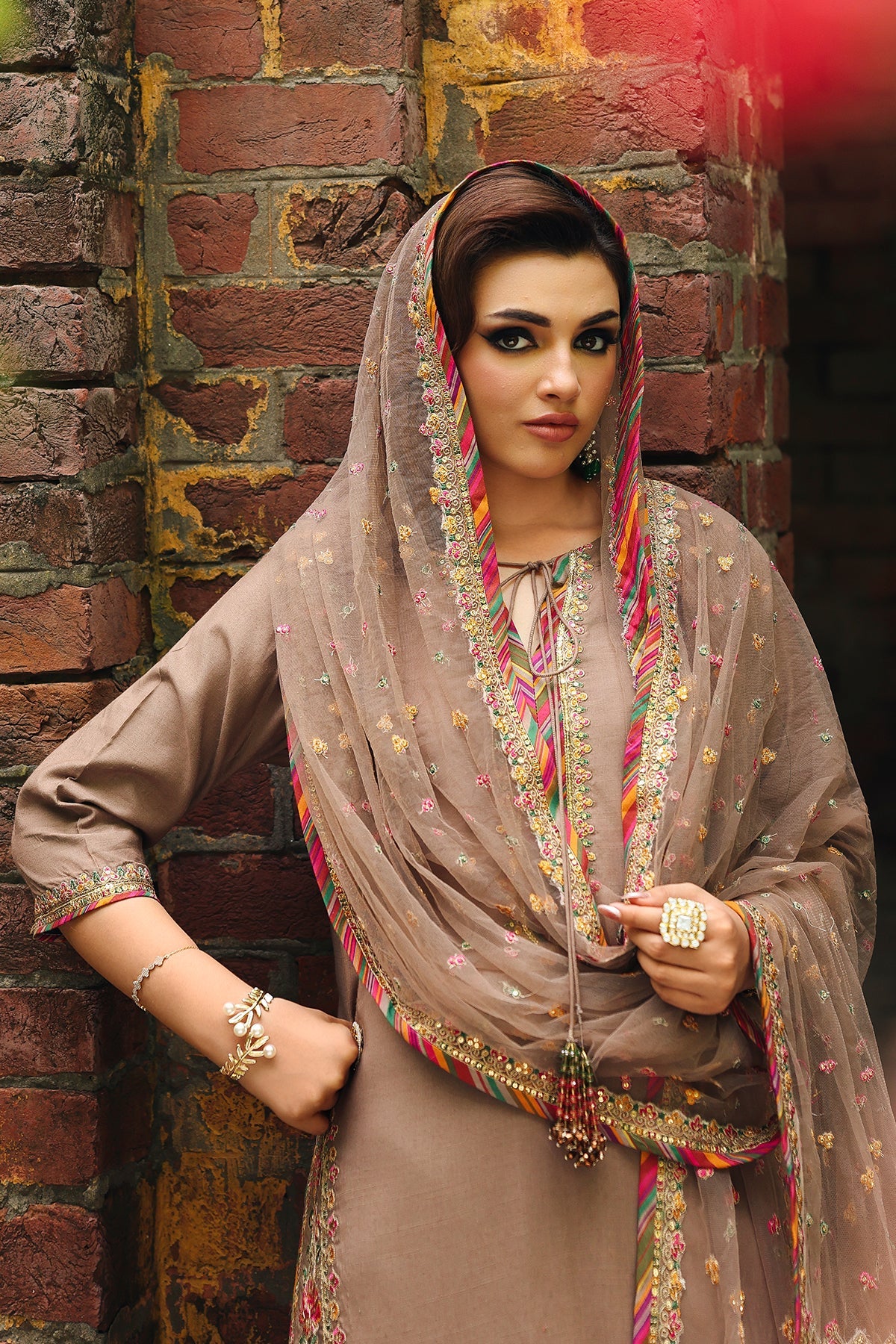 3-PC Embroidered Raw-Silk Suit CMA-5-092