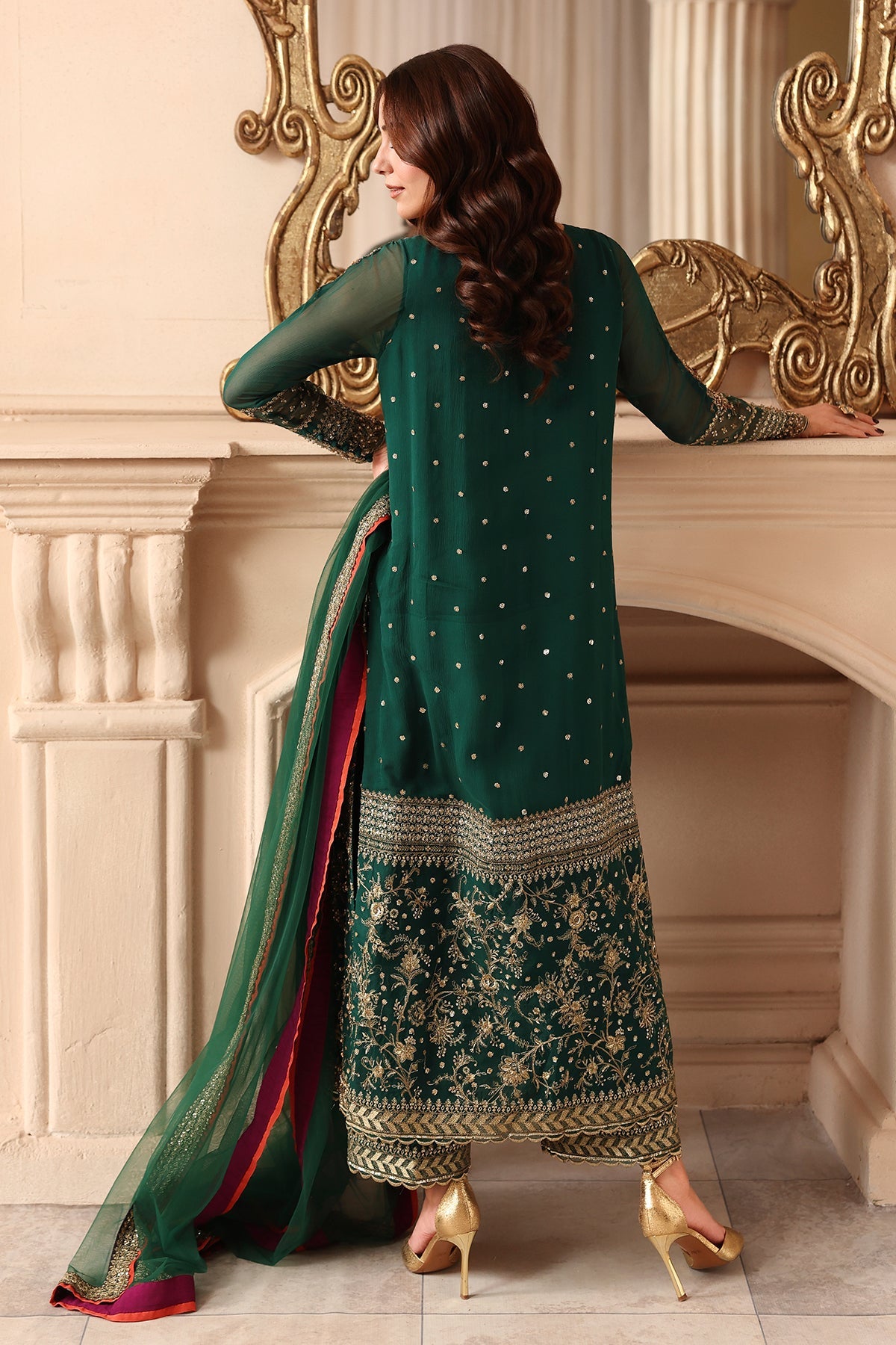 3-PC Unstitched Embroidered  Luxury Chiffon  DJW6-07