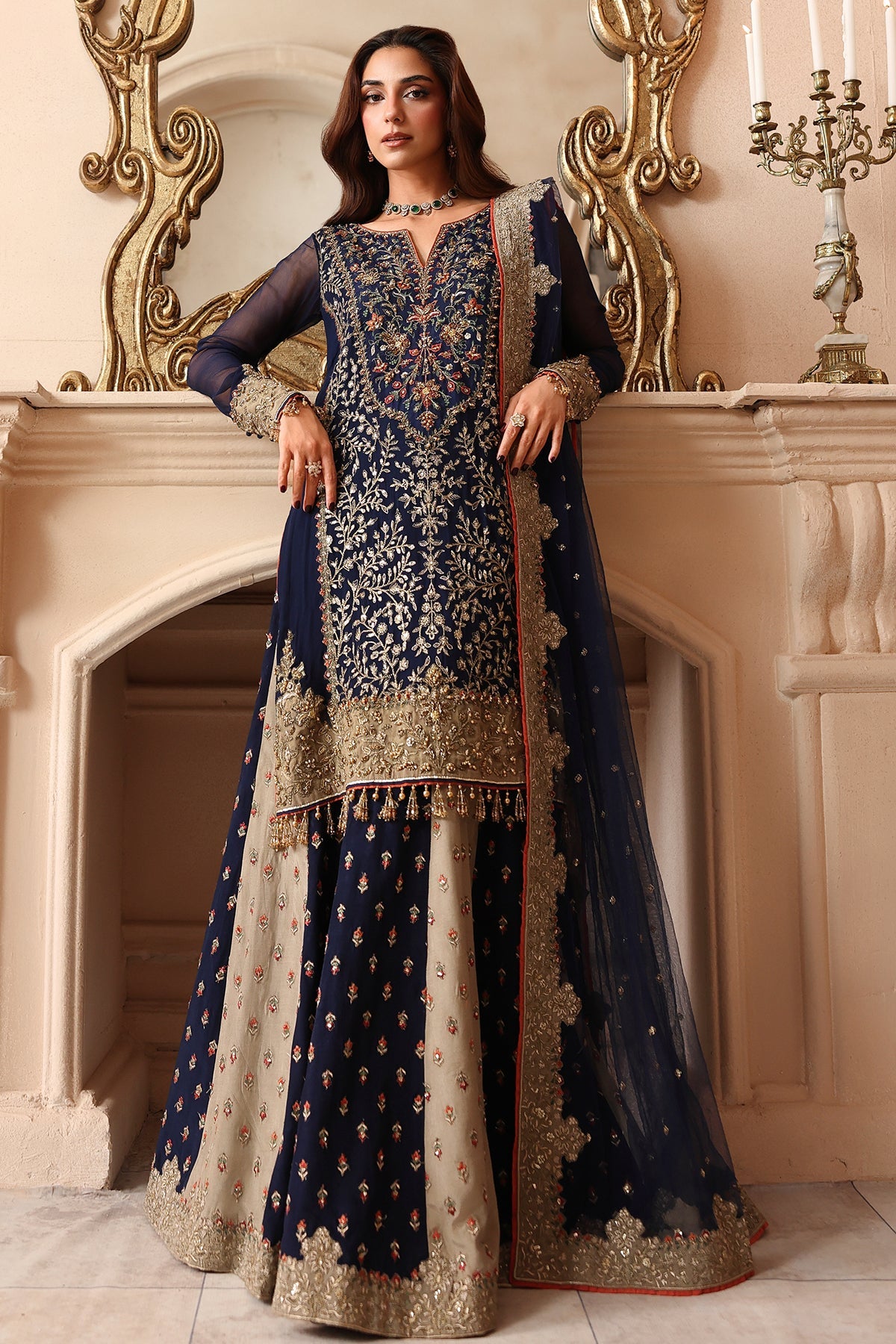 3-PC Unstitched Embroidered  Luxury Chiffon  DJW6-02