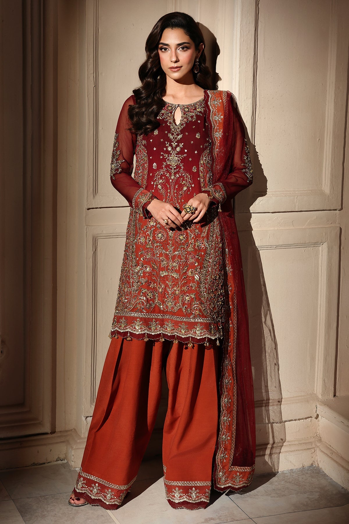 3-PC Unstitched Embroidered  Luxury Chiffon  DJW6-08