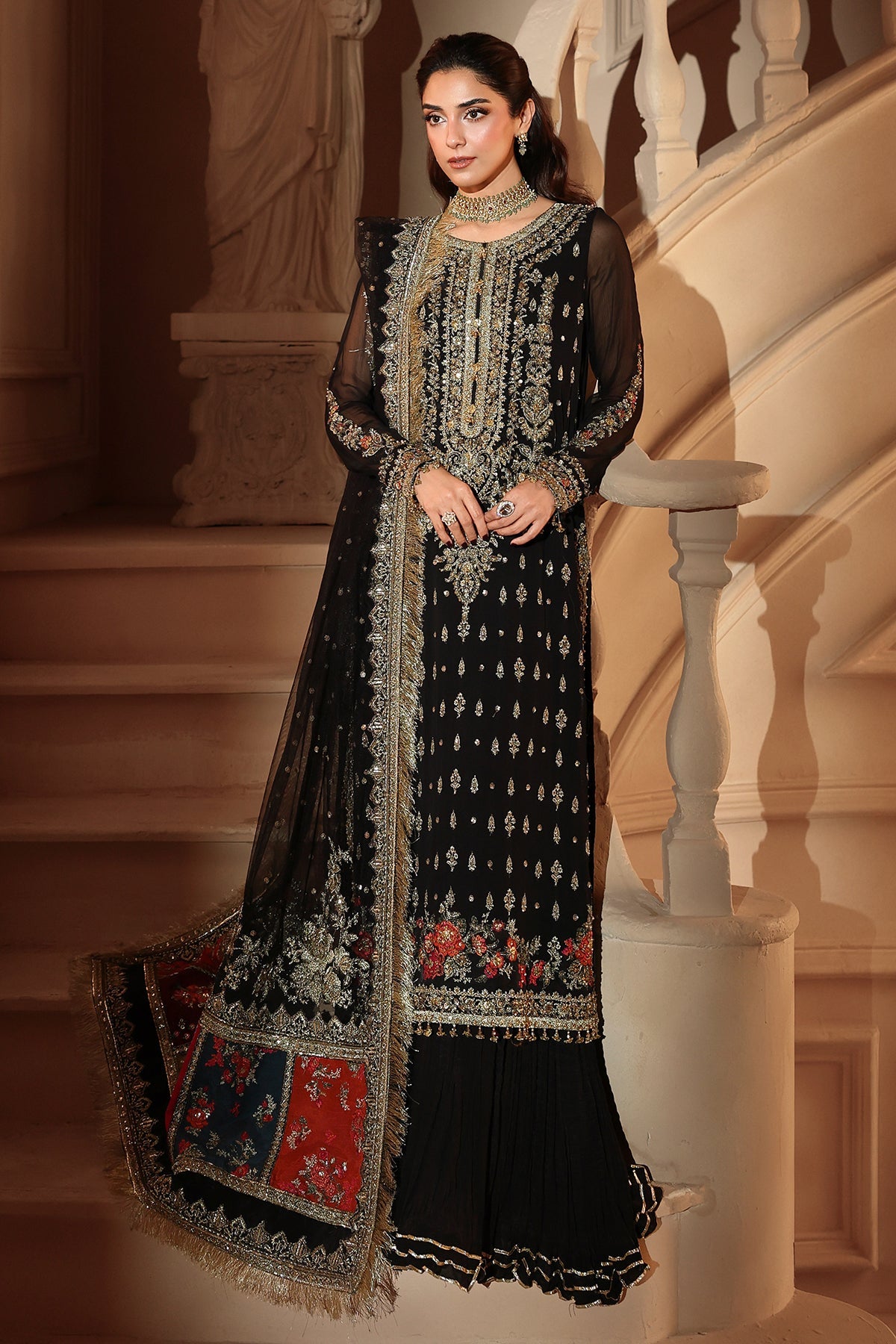 3-PC Unstitched Embroidered  Luxury Chiffon  DJW6-04