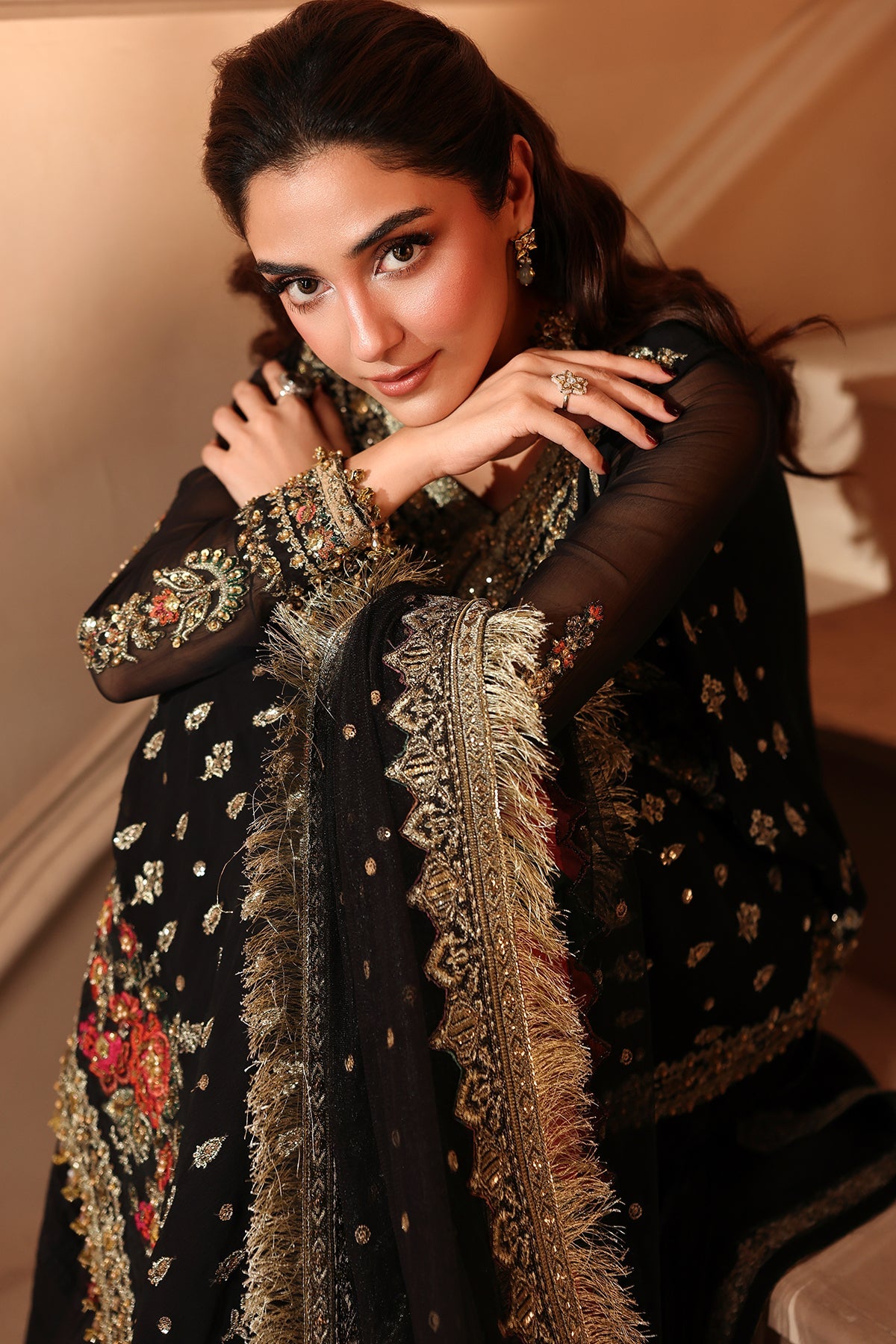 3-PC Unstitched Embroidered  Luxury Chiffon  DJW6-04