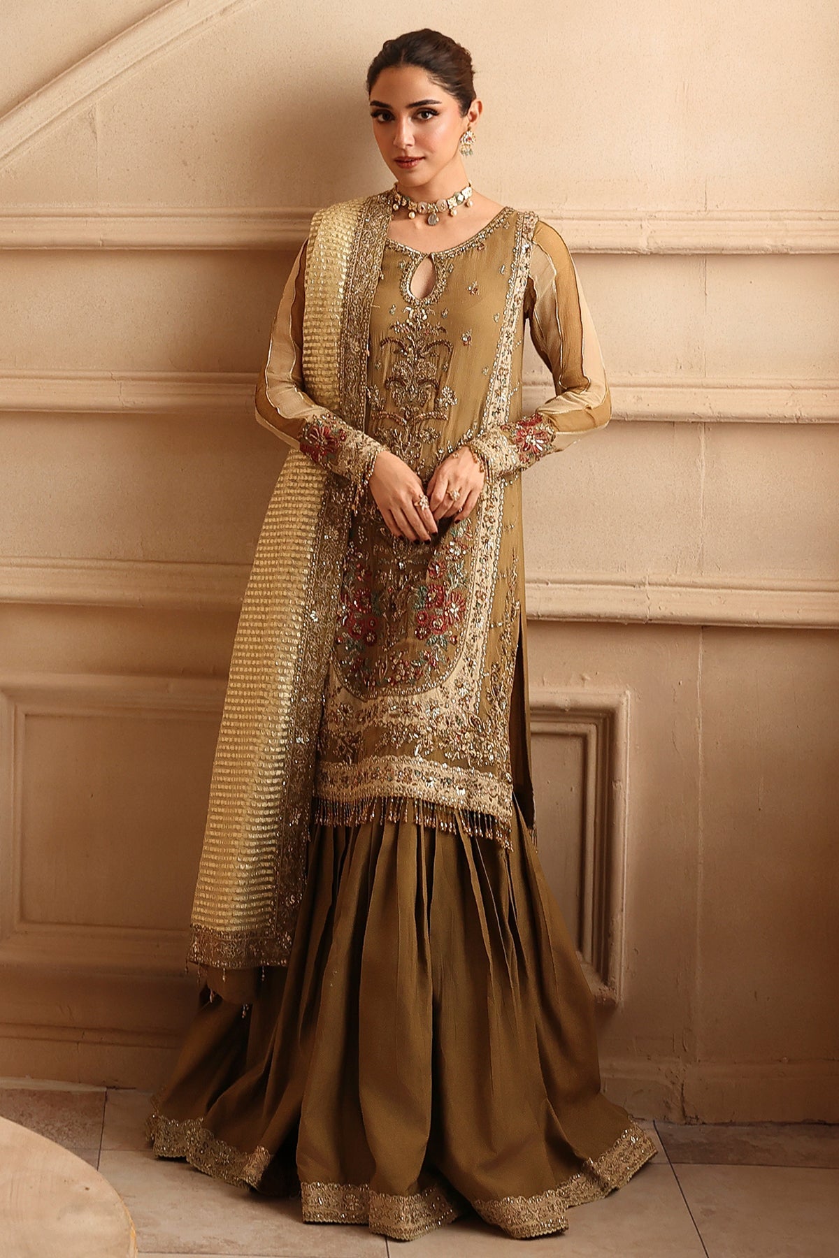 3-PC Unstitched Embroidered  Luxury Chiffon  DJW6-06
