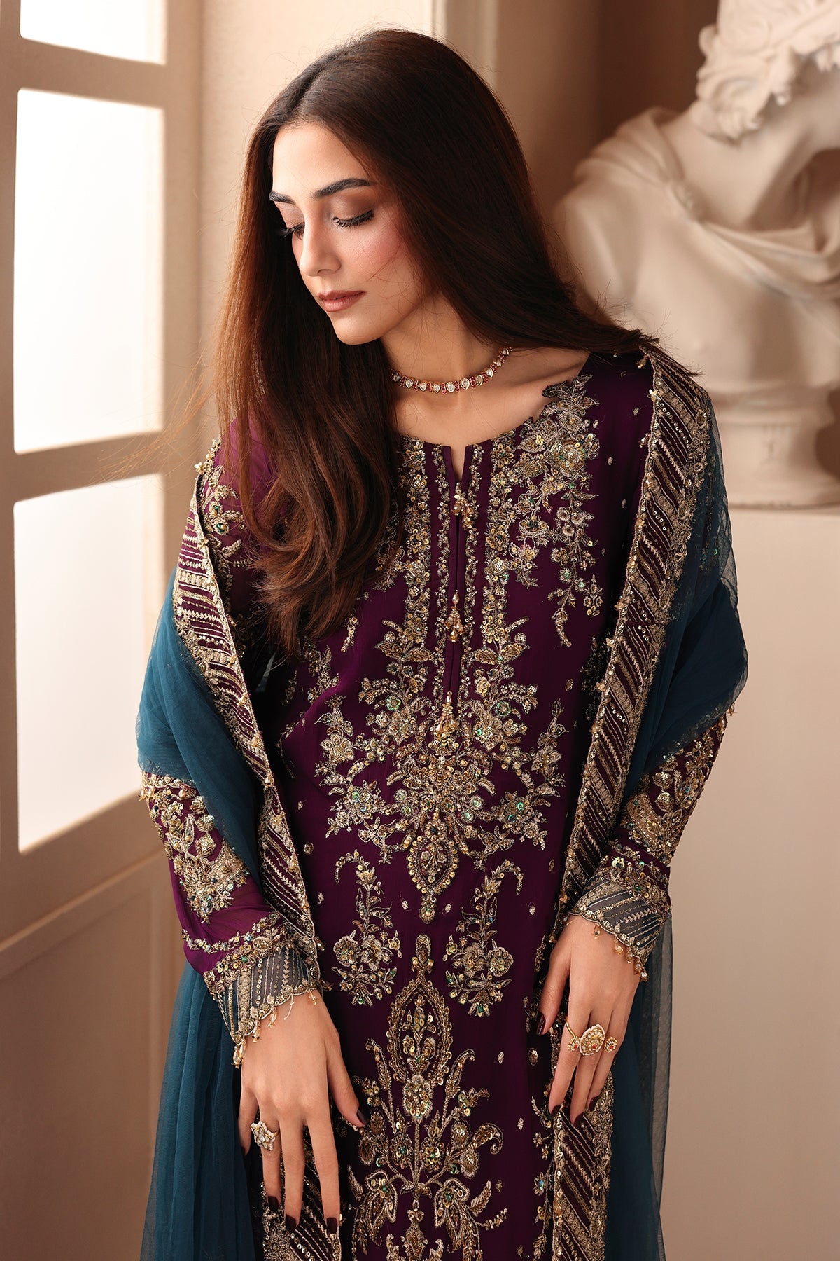 3-PC Unstitched Embroidered  Luxury Chiffon  DJW6-01